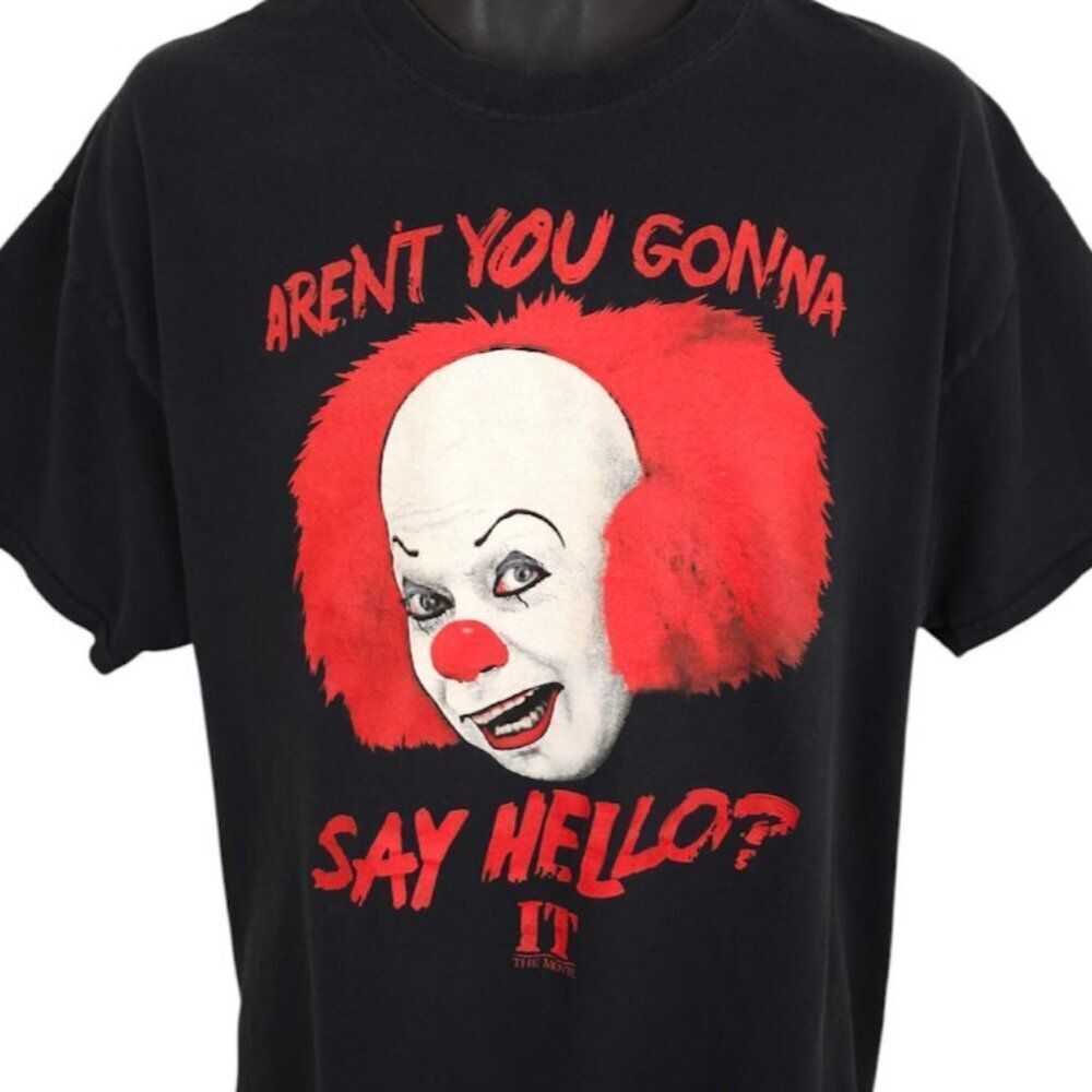 IT Movie T Shirt Mens Size XL Black Pennywise Say Hello Horror Halloween